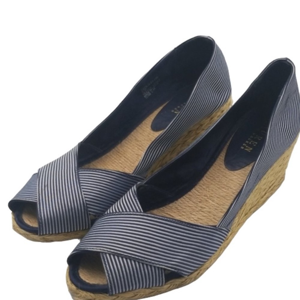 Polo by Ralph Lauren Navy Striped Wedges 0013